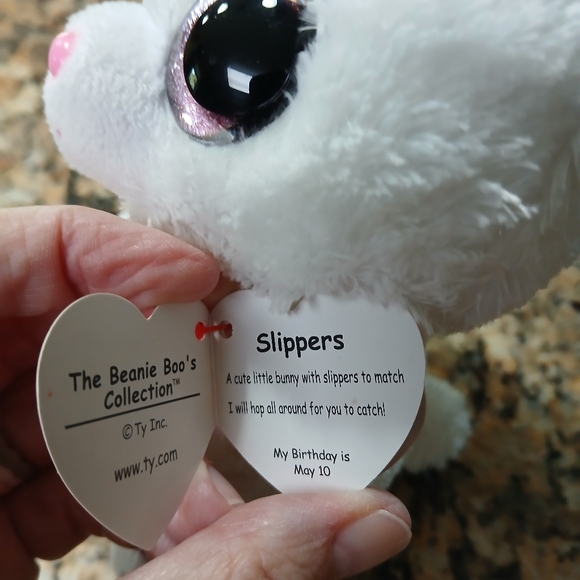 Ty Sparkly Pink and White Bunny Plush - Picture 2 of 3